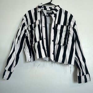 Top shop black and white stripe jacket